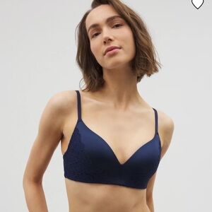 Soma Nightfall Navy Wireless Lace Push Up Bra